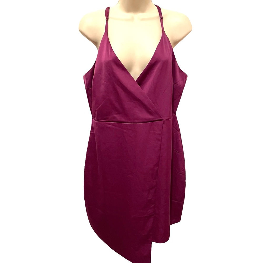 Lulus Spaghetti Strap Dress Satin Magenta Size Large Style #SND001003